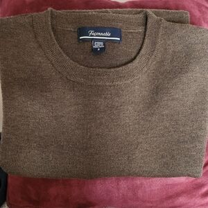 Faconnable Men's Merino Wool Crewneck Sweater in Brown
